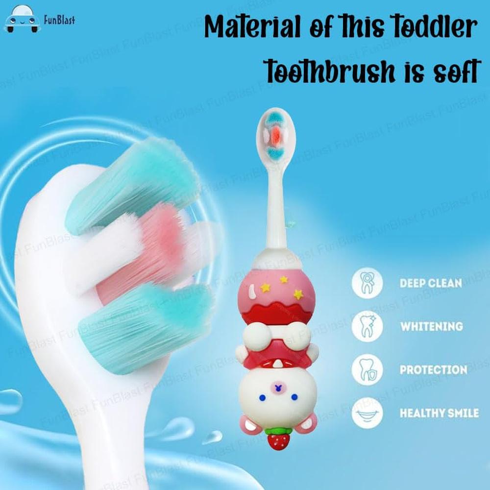 FunBlast Panda Kids Toothbrush | Extra Soft Microfiber Bristles Cartoon Animal Manual Toothbrush
