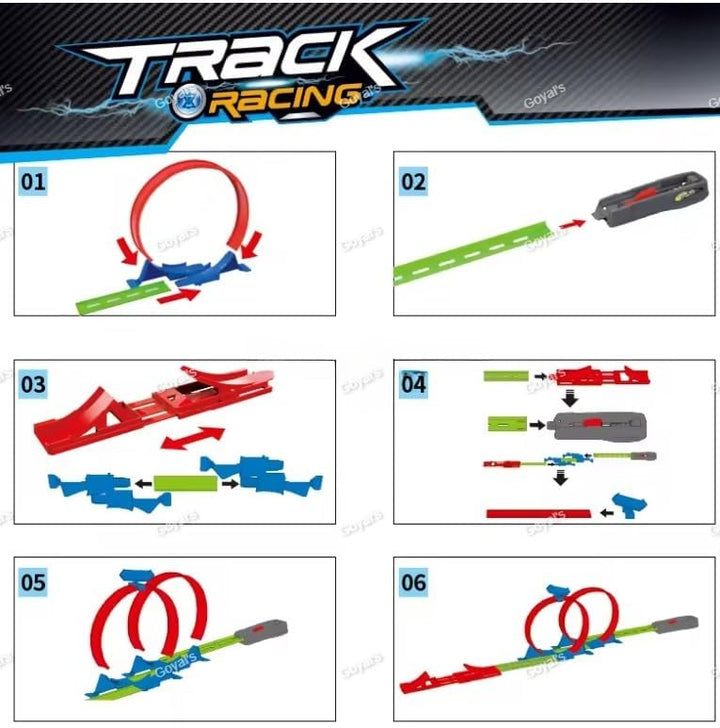 ToyBoi Max Racing Track for Kids – 360° Double Loop Stunt Track