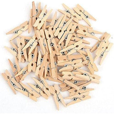 Pack of 40 Natural Wooden Pegs, Clips | Used for DIY Activities, Scrapbooking | 1 Inch