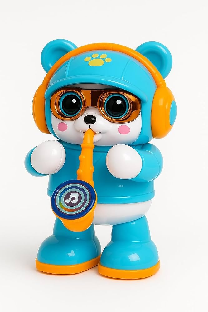 Saxophone Bear Toy for Kids | Lights, Music, Dancing Bear Toy - Blue