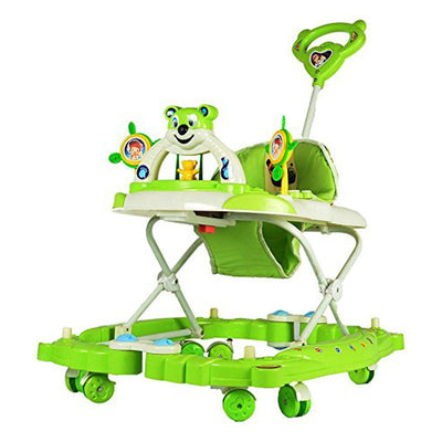 Baby Musical Rocker Cum Walker - Foldable & Height Adjustable (Green & White)