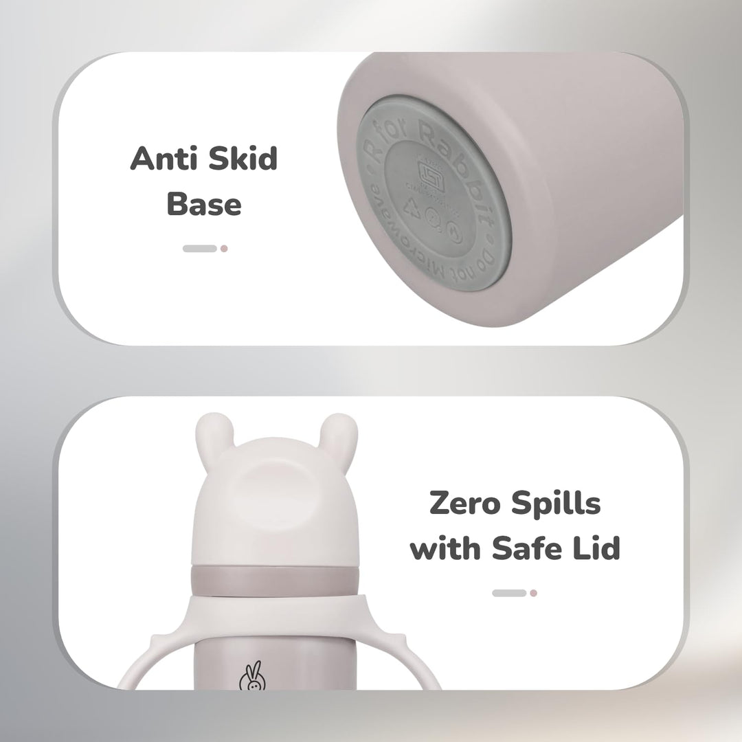 R for Rabbit Steebo Tiny Tales 2 in 1 Spout and Straw Sipper Stainless Steel Bottle - 270ml | Beige
