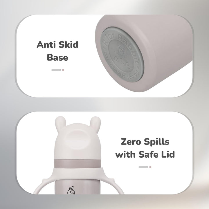 R for Rabbit Steebo Tiny Tales 2 in 1 Spout and Straw Sipper Stainless Steel Bottle - 270ml | Beige
