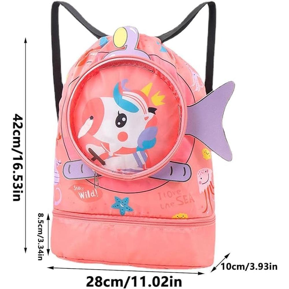 Kids Swimming Bag with Cute Design | Waterproof Backpack with Dry-Wet Separation & Shoe Compartment
