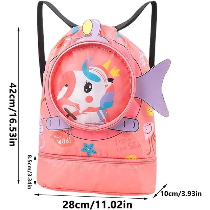 Kids Swimming Bag with Cute Design | Waterproof Backpack with Dry-Wet Separation & Shoe Compartment