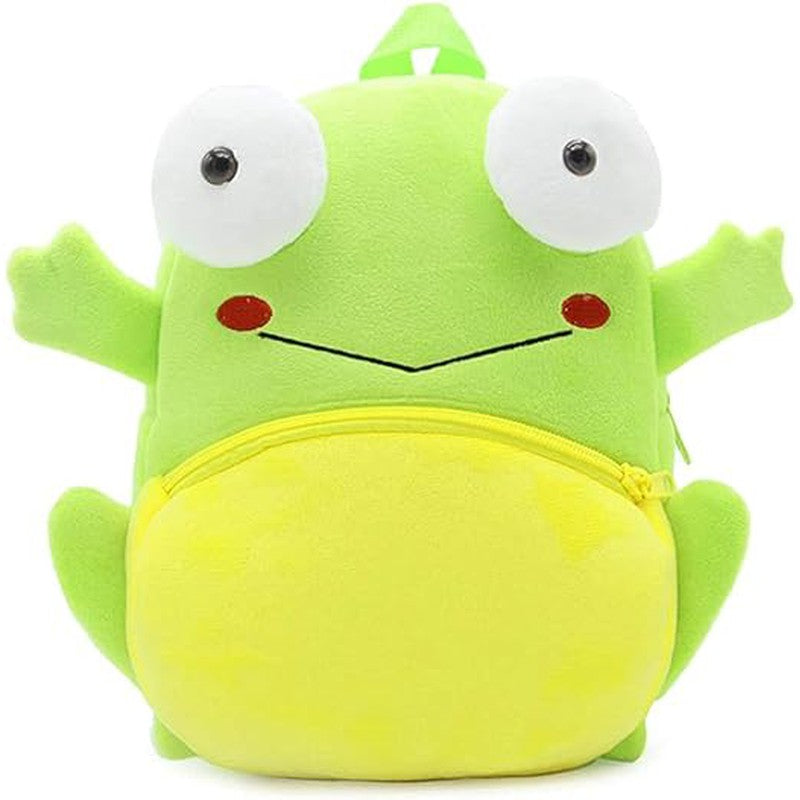 Premium Quality Soft Design Neon Yellow Frog Shape School Bag for Kids - 14 Inches