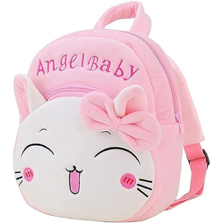 Premium Quality Soft Design Pink Angel Baby School Bag for Kids - 14 Inches