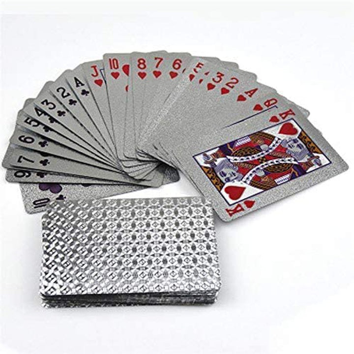 Luxury Silver Deck of Waterproof Washable Poker Cardss Use for Party Game - 2 pcs