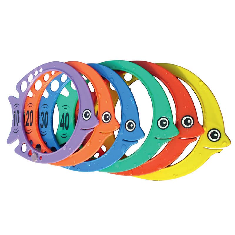 Fitfix Pool Diving Fishes (Set of 6) | Coloured Numbered Diving Vertical Fish For Swimming Training