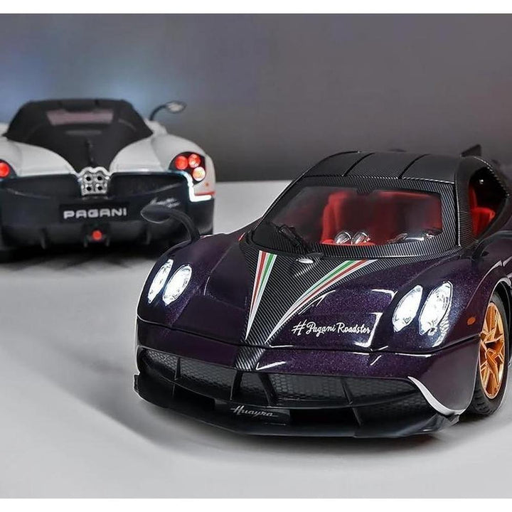 BIG Fun Toys Resembling Pagani Huayra Diecast Car - Pullback, Openable Parts, Light & Sound | 1:24 Scale (3 Years till Grown Ups) | Assorted Colors