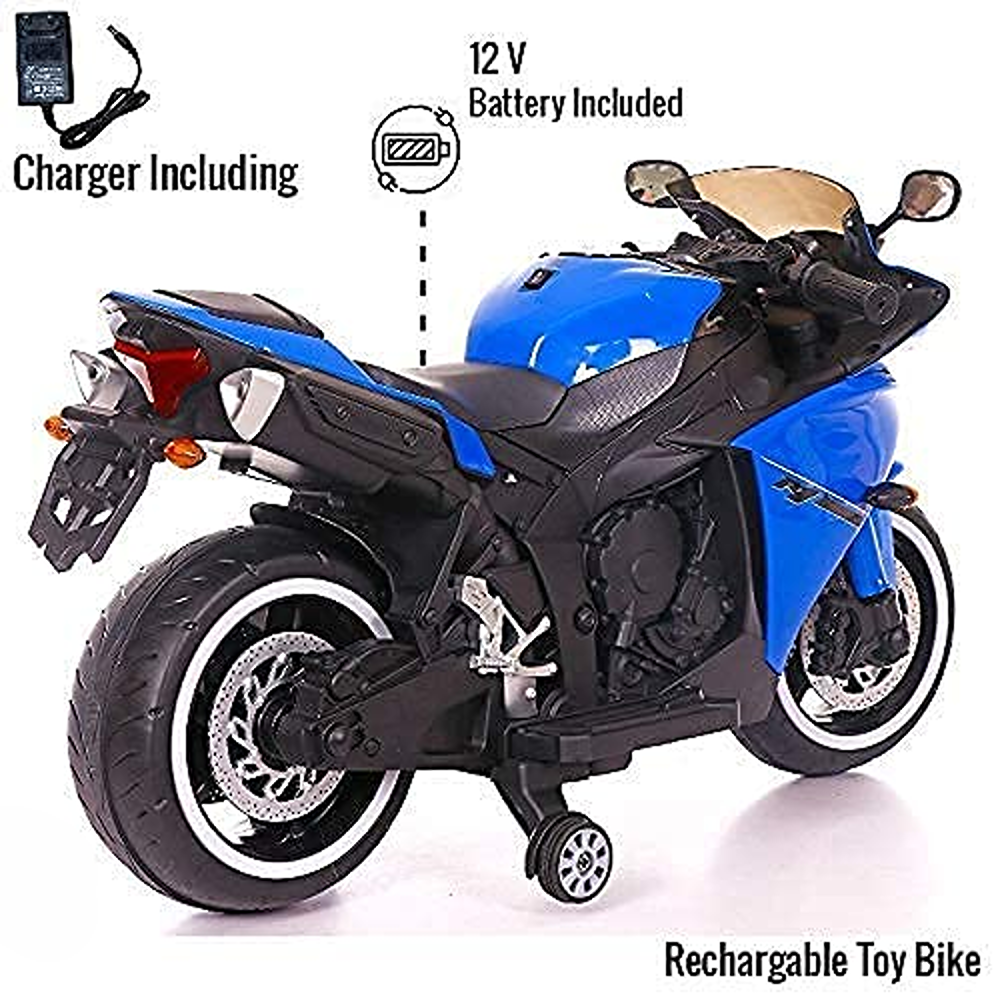 Blue Ride-On | Rechargeable Battery Operated | R3 Bike (COD Not Available)