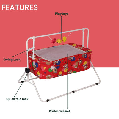 Comfy Cradle - Palana - Jhula with Attractive Play-Toys | Easy Folding & Portable |  COD Not Available