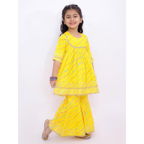 Little Ginnie Anarkali Sharara Set - Yellow | Traditional Ethnic Wear