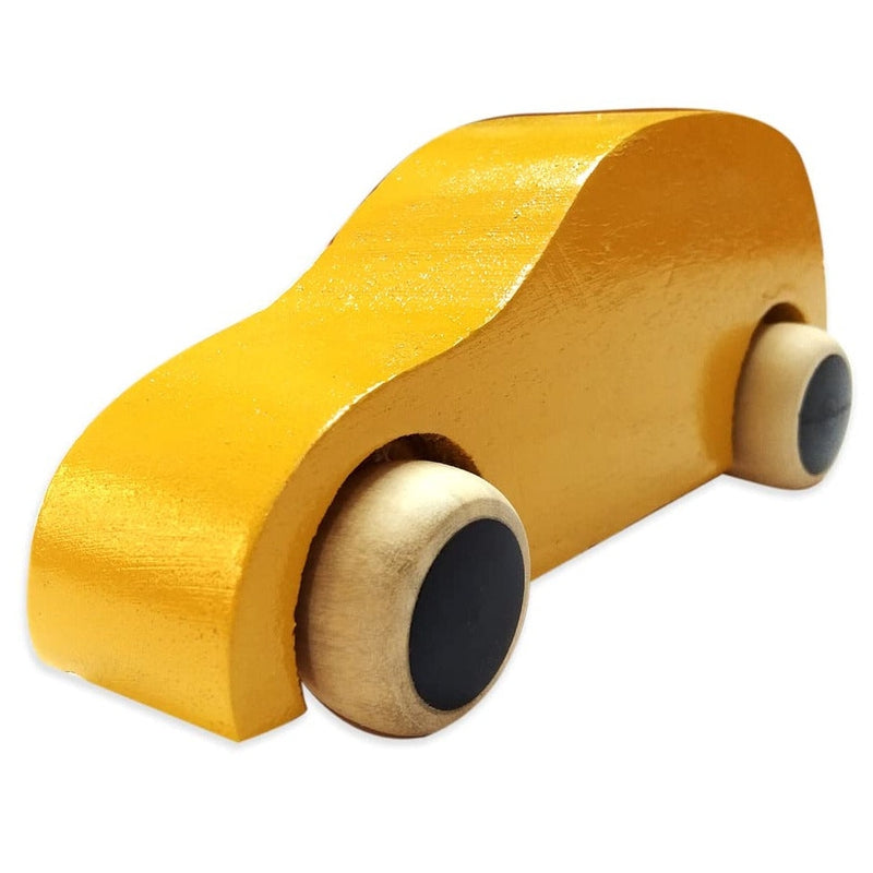 Handmade Non Toxic Channapatna Wooden Toy - Yellow Car and Red Whistle