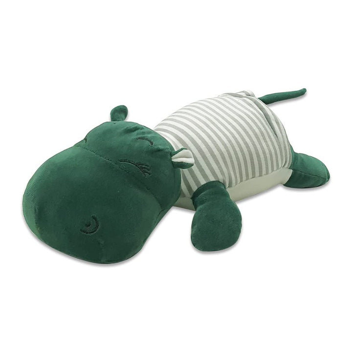 Soft Animal Plush Sleeping Hippopotamus Toy Green - 30cm