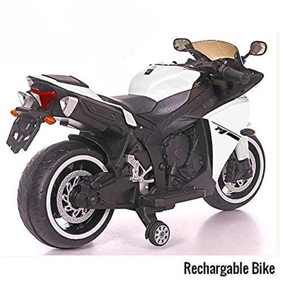 White Ride-On | Rechargeable Battery Operated | R3 Bike (COD Not Available)