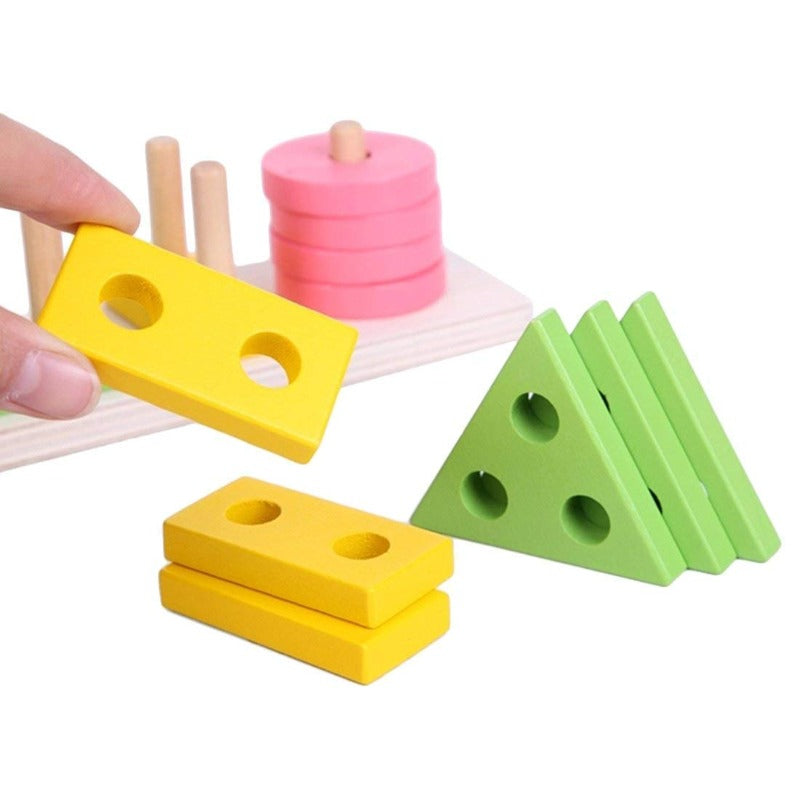 Shapes Sorting and Stacking Geometric Blocks Board (1-3 Years)