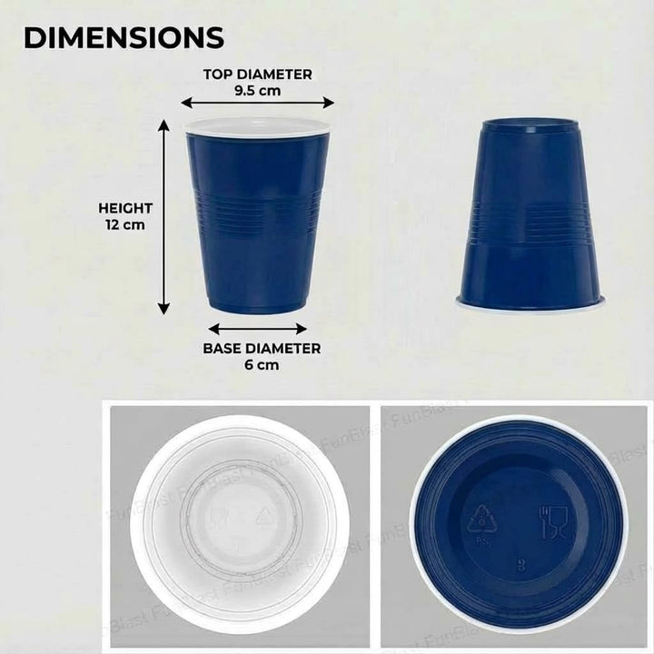 FunBlast Party Drinking Glasses | Pack of 20 Reusable & Leakproof Party Cups | Blue | 500 ml