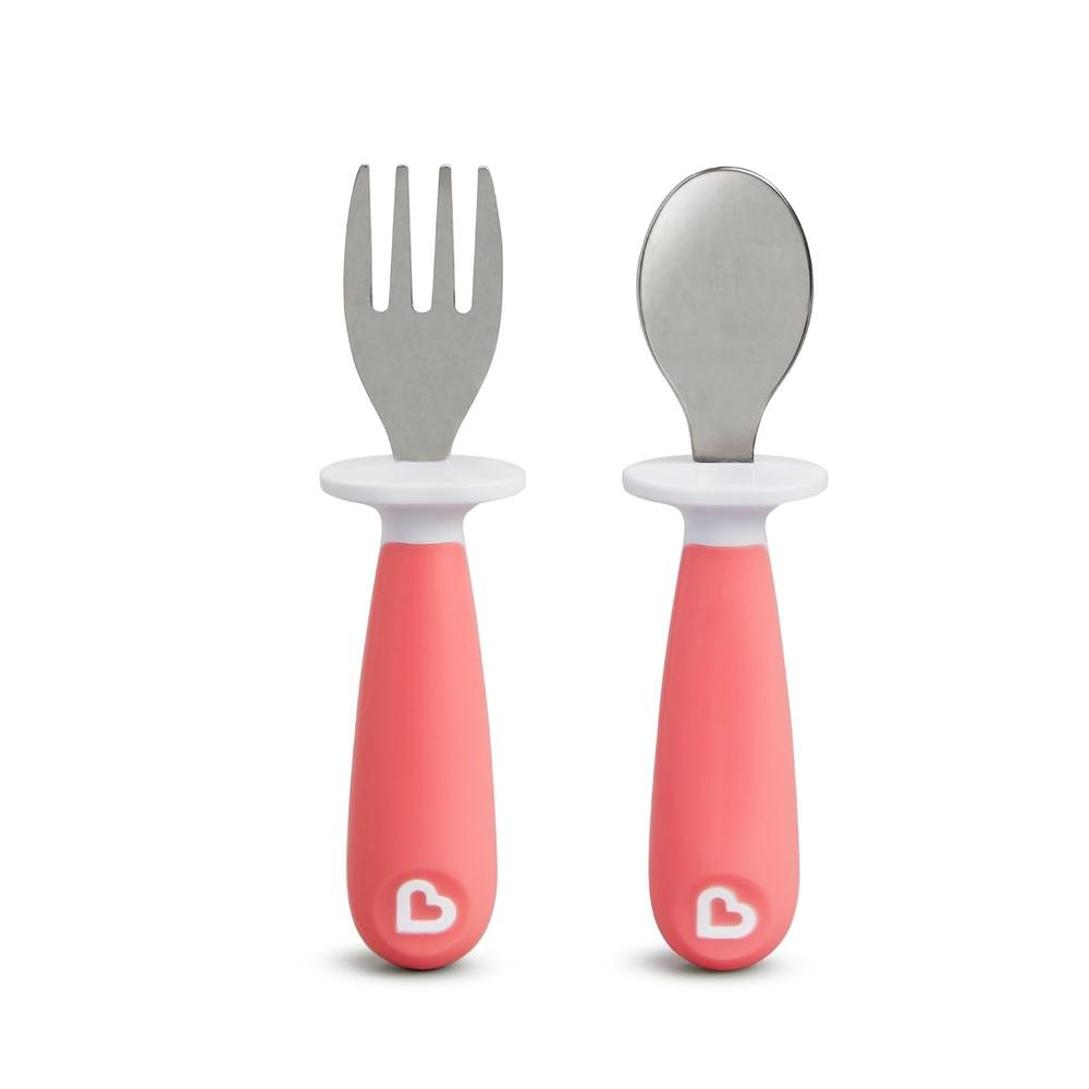 Munchkin Raise Toddler Fork & Spoon - Set of 2 | BPA-Free Self-Feeding Utensils for Kids | Easy-Grip Handles