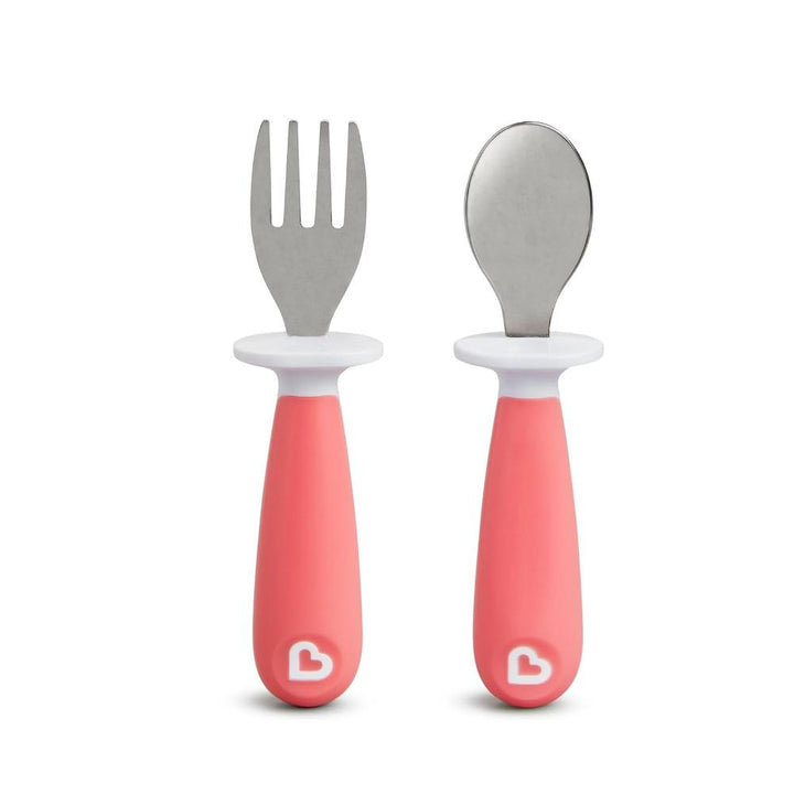 Munchkin Raise Toddler Fork & Spoon - Set of 2 | BPA-Free Self-Feeding Utensils for Kids | Easy-Grip Handles