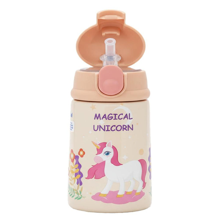 FunBlast Magical Unicorn Water Bottle for Kids | Insulated Stainless Steel Sipper Bottle with Straw | 300 ml