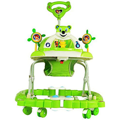 Baby Musical Rocker Cum Walker - Foldable & Height Adjustable (Green & White)