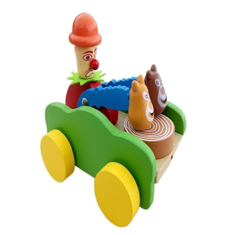 Wooden Drum Musical Pull Along Toy | Baby Early Walking Pull Toy (Joker)