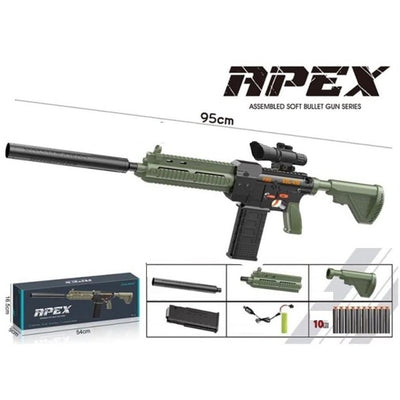 Battery Operated Motorized Electric APEX Sniper Toy Gun with Foam Bullets Darts & Plastic Bullets