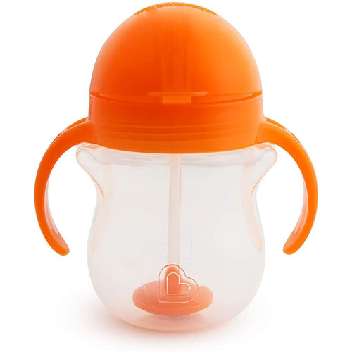 Munchkin Click Lock Tip & Sip Weighted Straw Cup- 207 ml (Orange) | Spill-Proof Sippy Cup for Babies