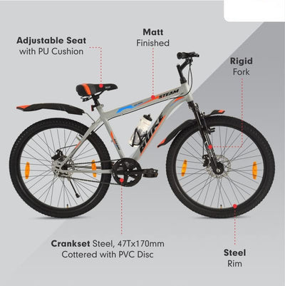 Steam 26T Bicycle | Grey Matt (COD not Available)