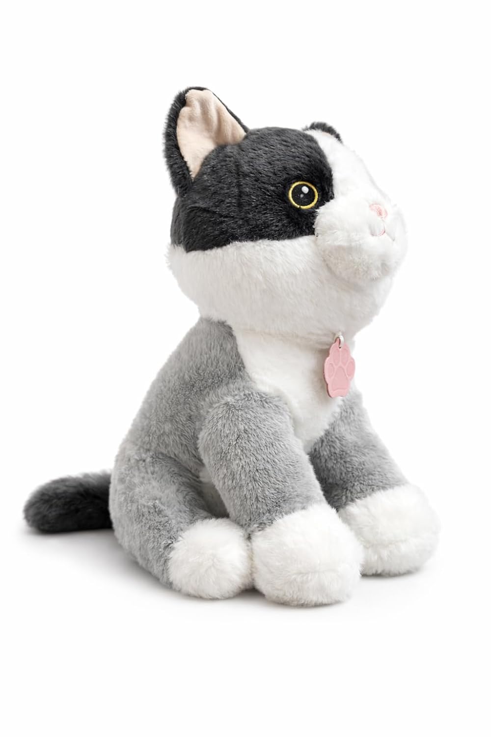 Cute Grey Cat with Eye Patch Plush Toy - 28cm Soft Stuffed Animal