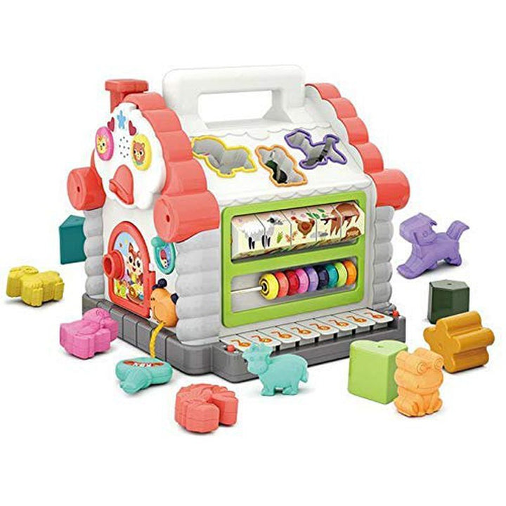 Musical Baby House With Shape Sorters,Musical Piano,Counting Beads,Blocks Activity Cube