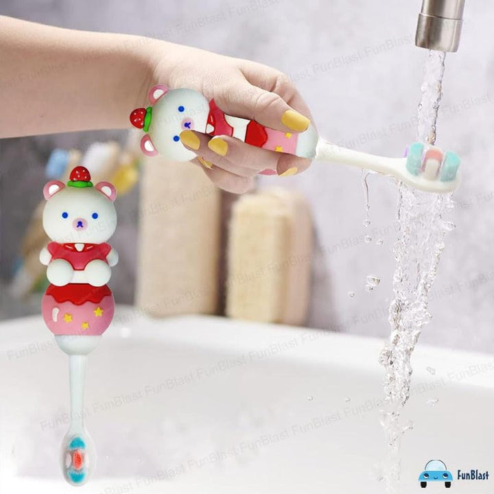 FunBlast Panda Kids Toothbrush | Extra Soft Microfiber Bristles Cartoon Animal Manual Toothbrush