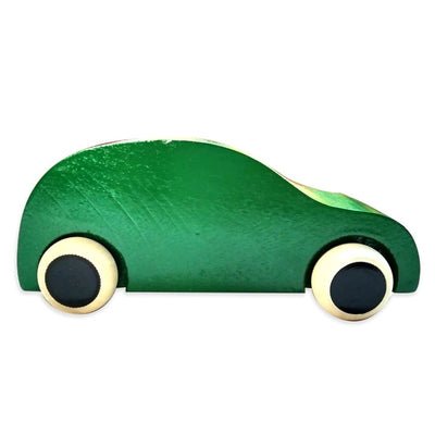 Handmade Non Toxic Channapatna Wooden Toy - Green Car and Red Whistle