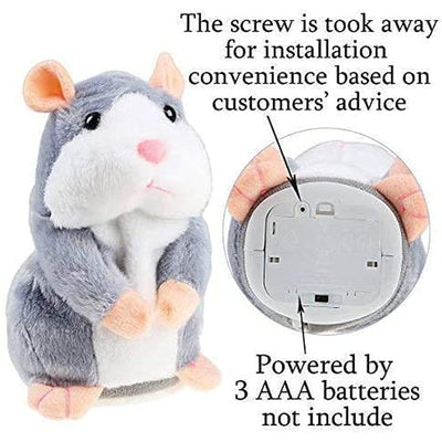 Talking Hamster Repeats What You Say (Educational Talking Toy) - Grey