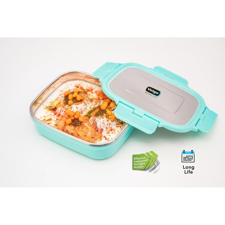 Heat Up Large Insulated Stainless Steel Leakproof & Airtight Lunch Box (630ml), Microwave Safe, Rectangle Shape