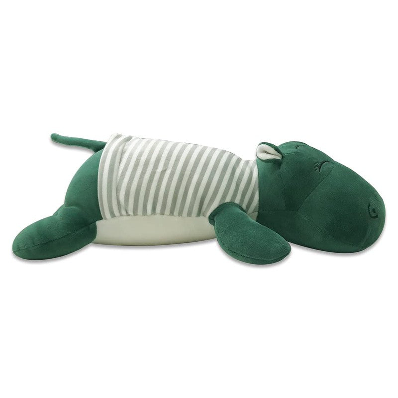 Soft Animal Plush Sleeping Hippopotamus Toy Green - 30cm