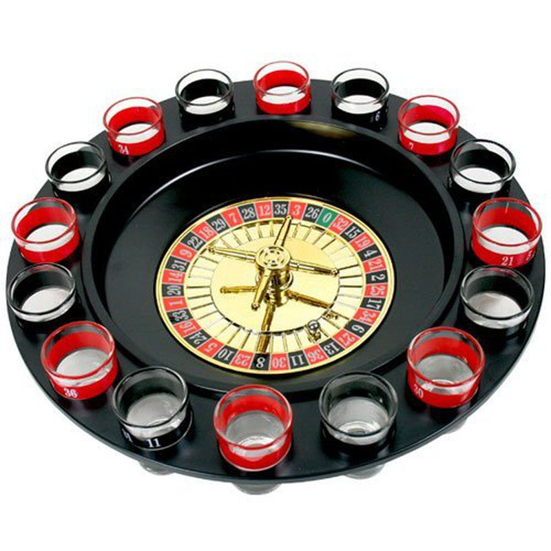 Roulette, Casino Style Drinking Game Set (2 Balls and 16 Glasses) - Multicolor