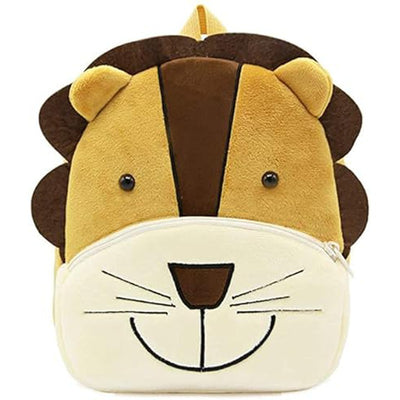 Premium Quality Soft Design Brown Lion Shape School Bag for Kids - 14 Inches