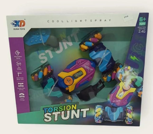 Xuda Toys RC Torsion Stunt Car with Spray, LED Lights & Music | Dual Remote Control Car