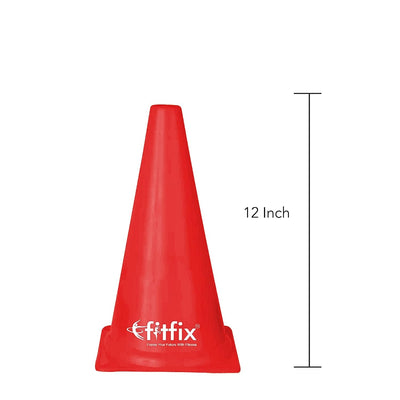 Fitfix Large Marker Cones with Carry Bag (Pack of 12 Cones) Height - 12 Inches | Space Marker Agility Cones for Sports Training