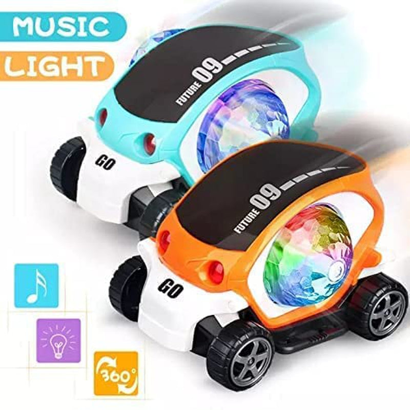 360 Degree Rotating Bump and Go India Toy Stunt Car Toy with 4D Lights & Sounds and Musical Car (Assorted Colours)