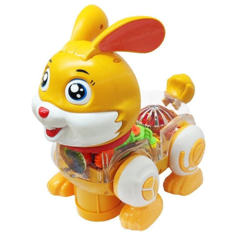 Bunny Toy for Kids – Musical Transparent Gear , 360 Degree Rotating