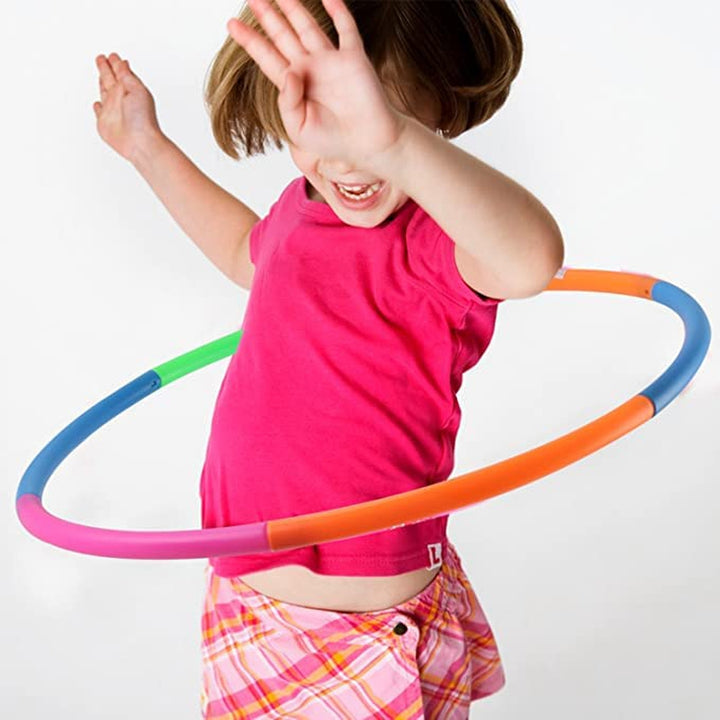 Fitfix Hula Hoop Exercise Fitness Ring for Kids and Adult (Multicolor Classic Design) - Adjustable 6 Inter lockable Pieces Ring (Adjustable Plain Hoop)