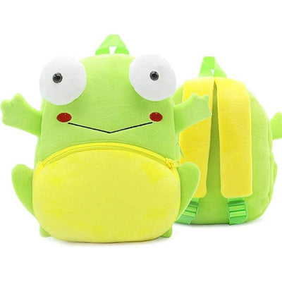 Premium Quality Soft Design Neon Yellow Frog Shape School Bag for Kids - 14 Inches