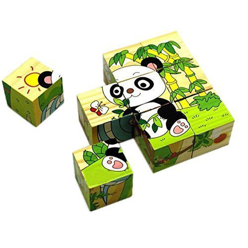 Return Gifts (Pack of 3,5,12) 3D 6 Face Animal Block Puzzle 6 in 1 Wooden Cube Jigsaw Toys (Funny Animals)