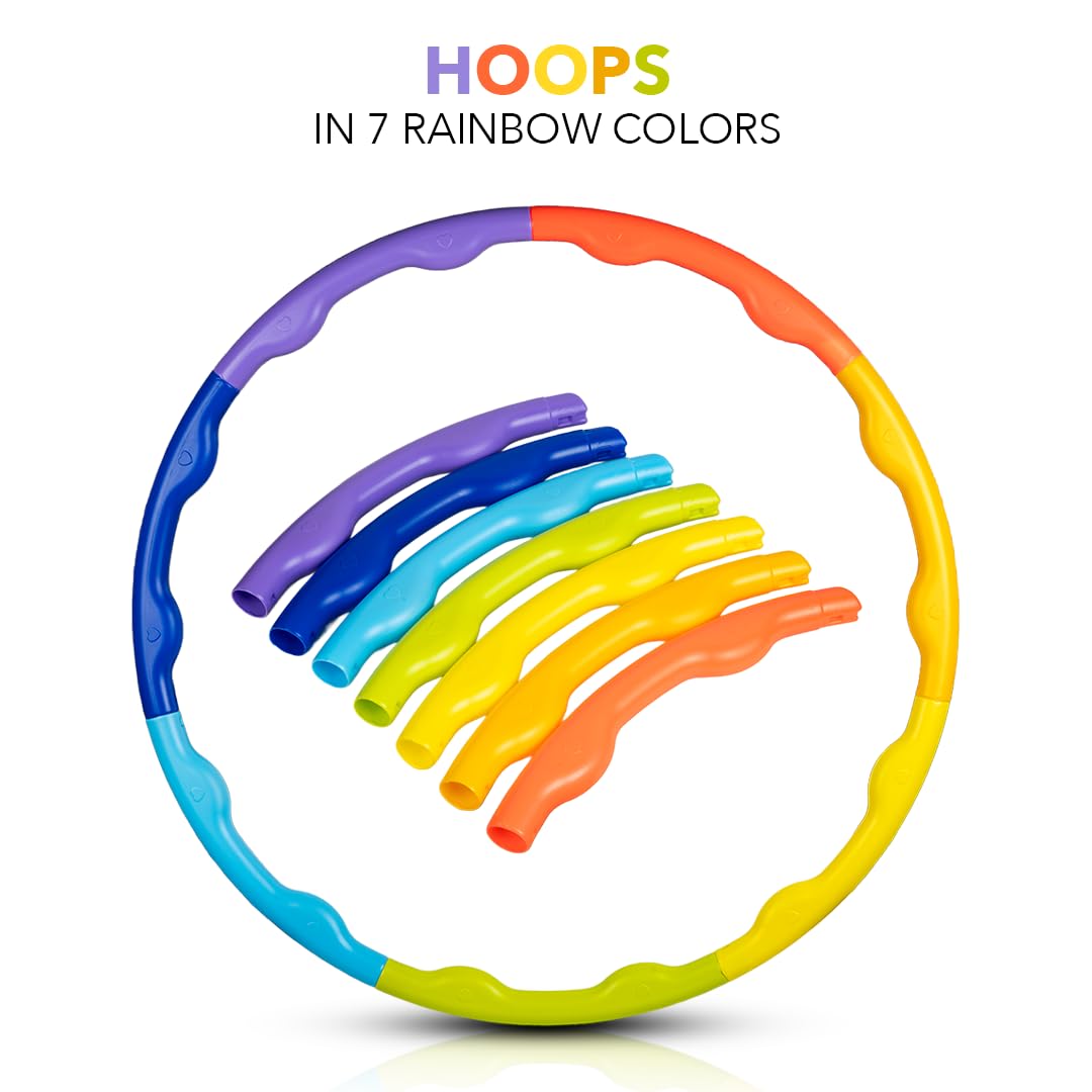 Ratna's Rainbow Hula Hoop for Kids | Detachable 7-Piece Interlockable Hoops