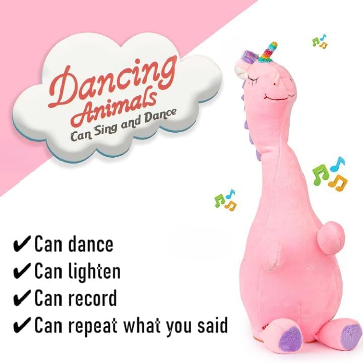 Dancing Unicorn Plush Toy Wriggle & Singing Recording Repeat What You Say (Assorted Colours)