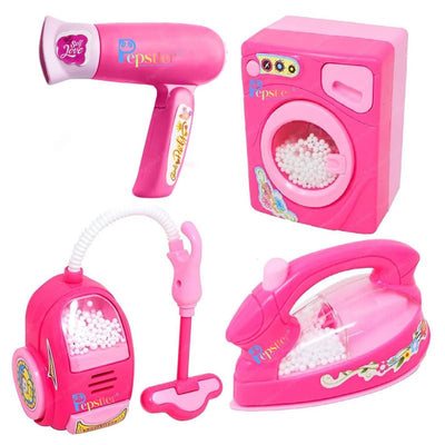 Household Toys Pretend Play Set (Washing machine, Vacuum cleaner, Iron, Hair dryer)