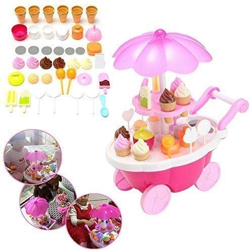 Battery Operated Luxury Sweet Shopping Ice Cream Trolley Pretend Role Play (Multicolour)